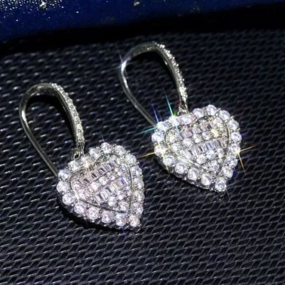 The Heart of Bling 925 Silver Drop Earrings - Picture 7 of 7